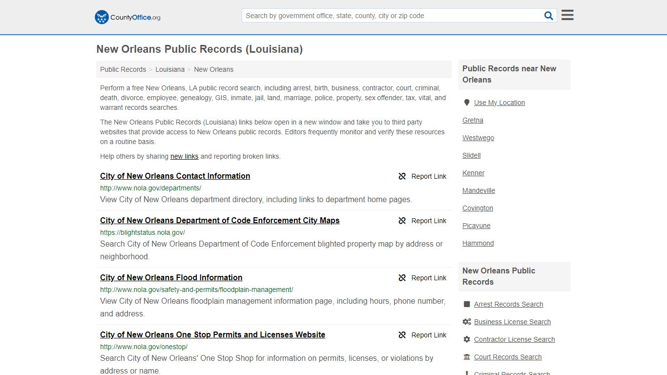 Public Records - New Orleans, LA (Business, Criminal, GIS, Property ...